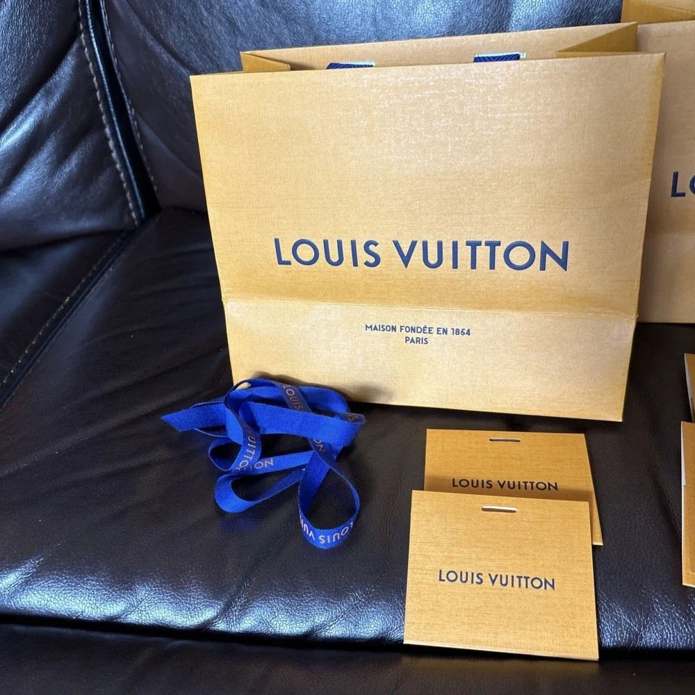 2 LOUIS VUITTON Shopping Totes Bag Authentic Empty Paper Gift Bag With Ribbon
